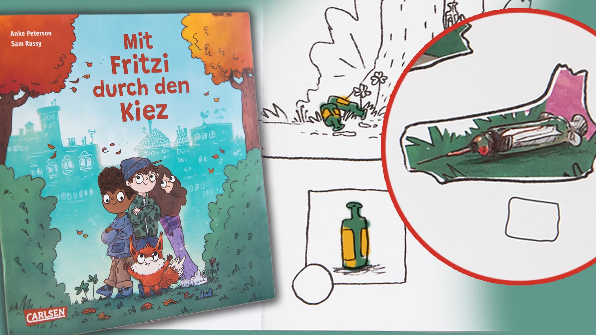 Spritzen-Suchbild und Schnapsflaschen ausmalen: „Mit Fritze durch den Kiez“ bereitet Kinder auf Drogen und Obdachlosigkeit vor