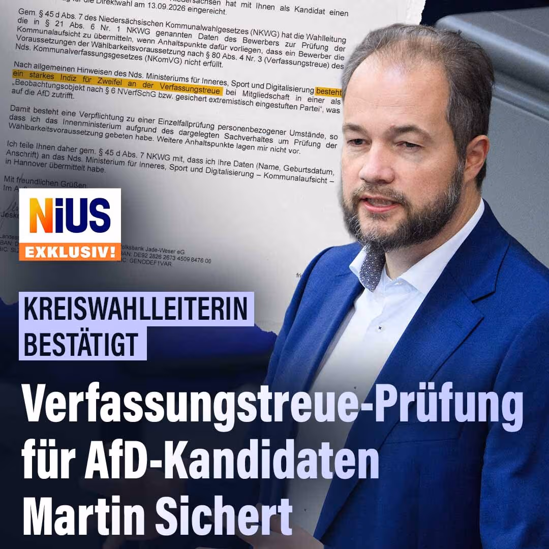 Kreiswahlleiterin bestätigt: Verfassungstreueprüfung für AfD-Kandidaten Martin Sichert