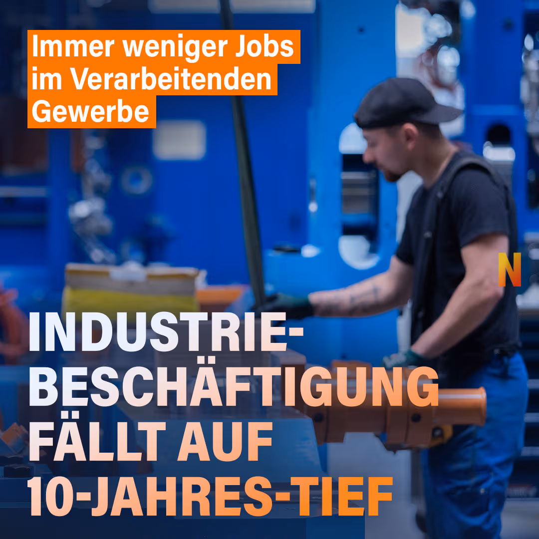 Krise: Industrie-Beschäftigung fällt auf 10-Jahres-Tief