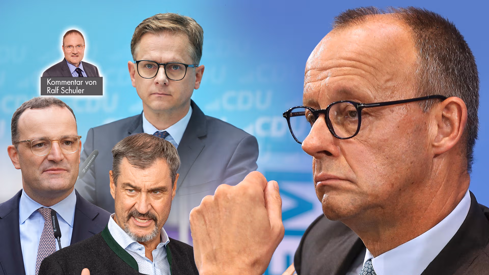 Drei gegen Merz: Wie CDU-Generalsekretär Linnemann, CSU-Chef Söder und Unionsfraktionschef Spahn den Kanzler auf Kurs halten wollen