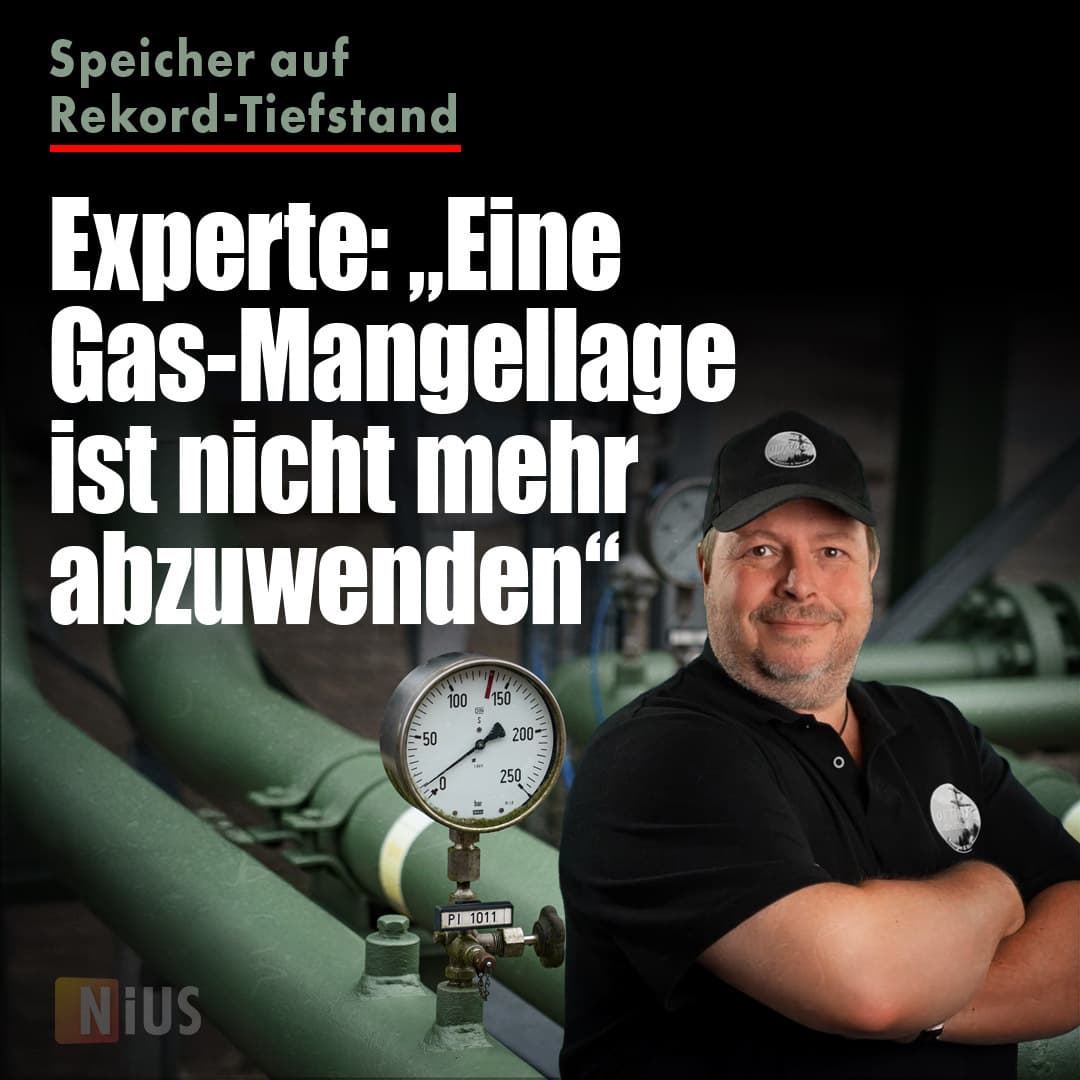 Speicher auf Rekord-Tiefstand! Experte: „Eine Gas-Mangellage ist nicht mehr abzuwenden“