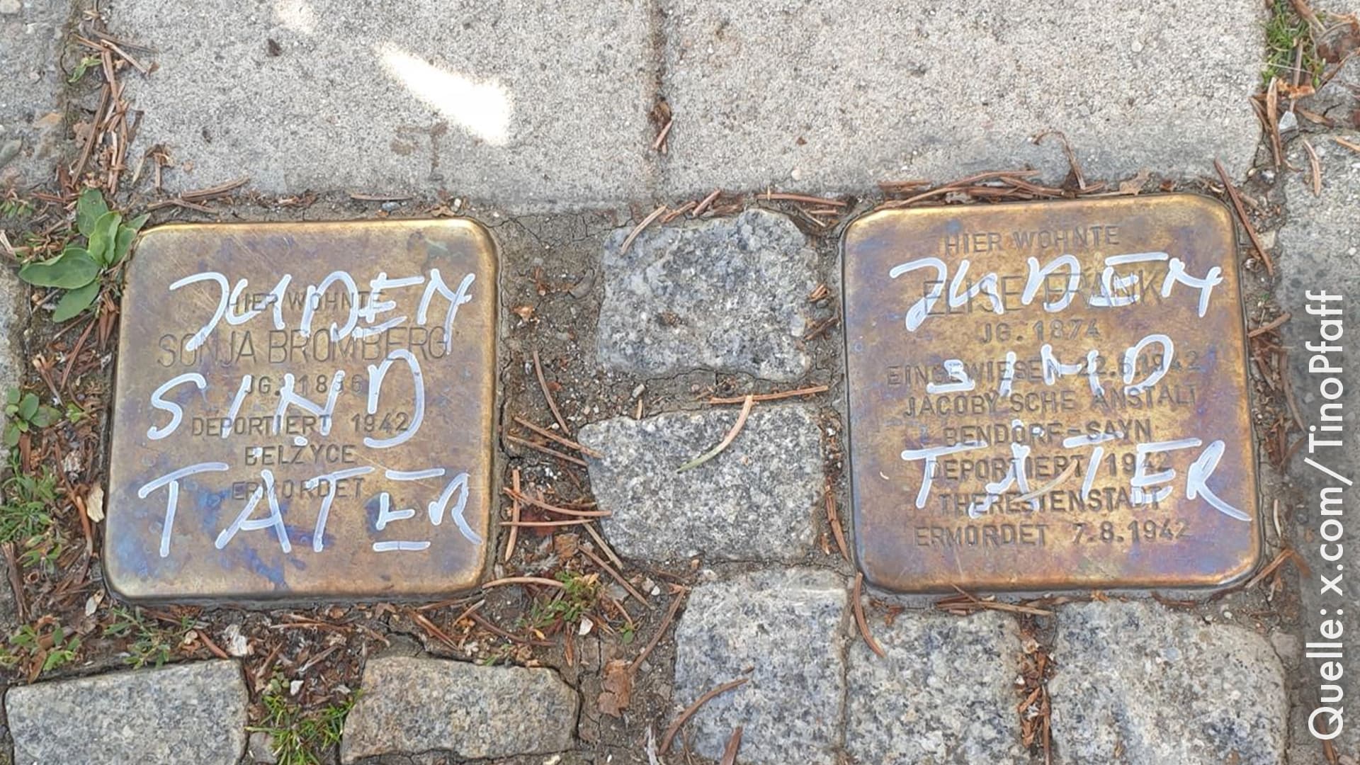 Obwohl es keinen Tatverdächtigen gibt – PMK rechts: Stolpersteine in Weimar mit „Juden sind Täter“ beschmiert