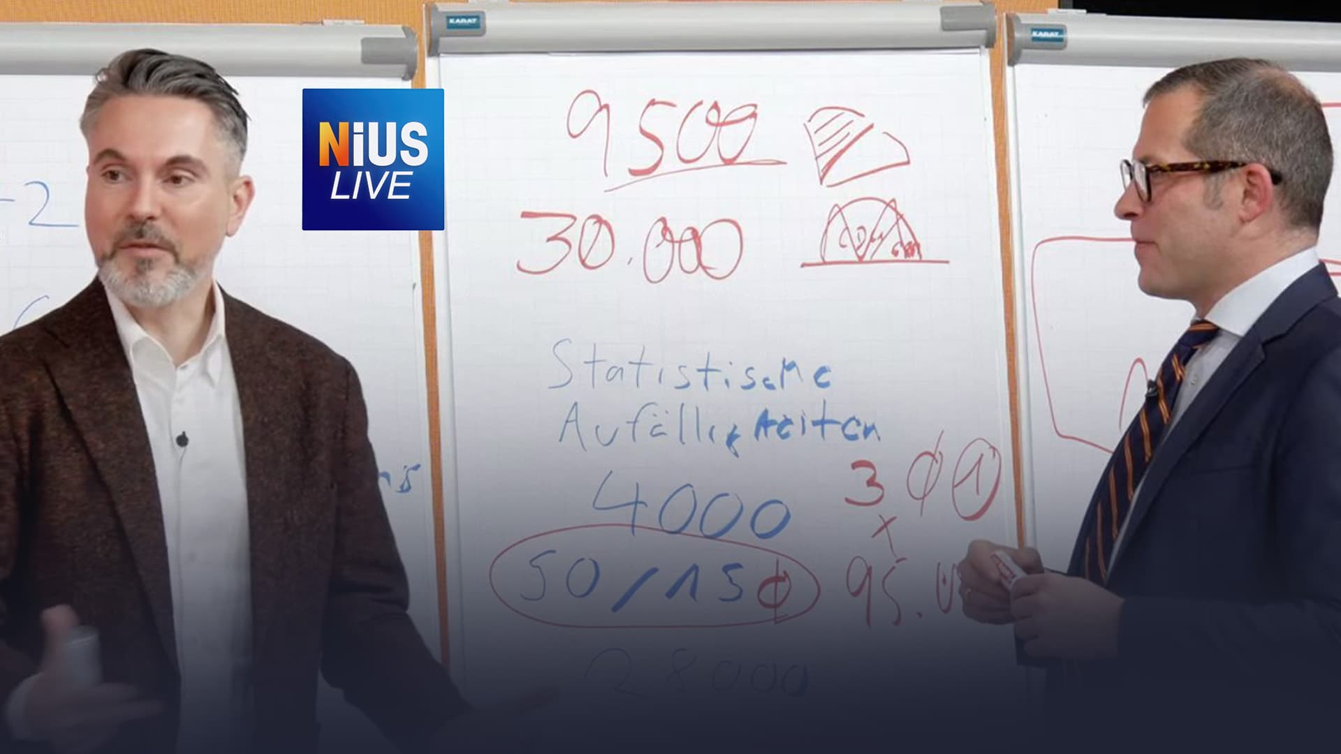 Spektakuläre Wahl-Mathematik am NIUS Live-Flipchart: Bald-Parteichef De Masi rechnet vor, warum das BSW im Bundestag sitzen müsste