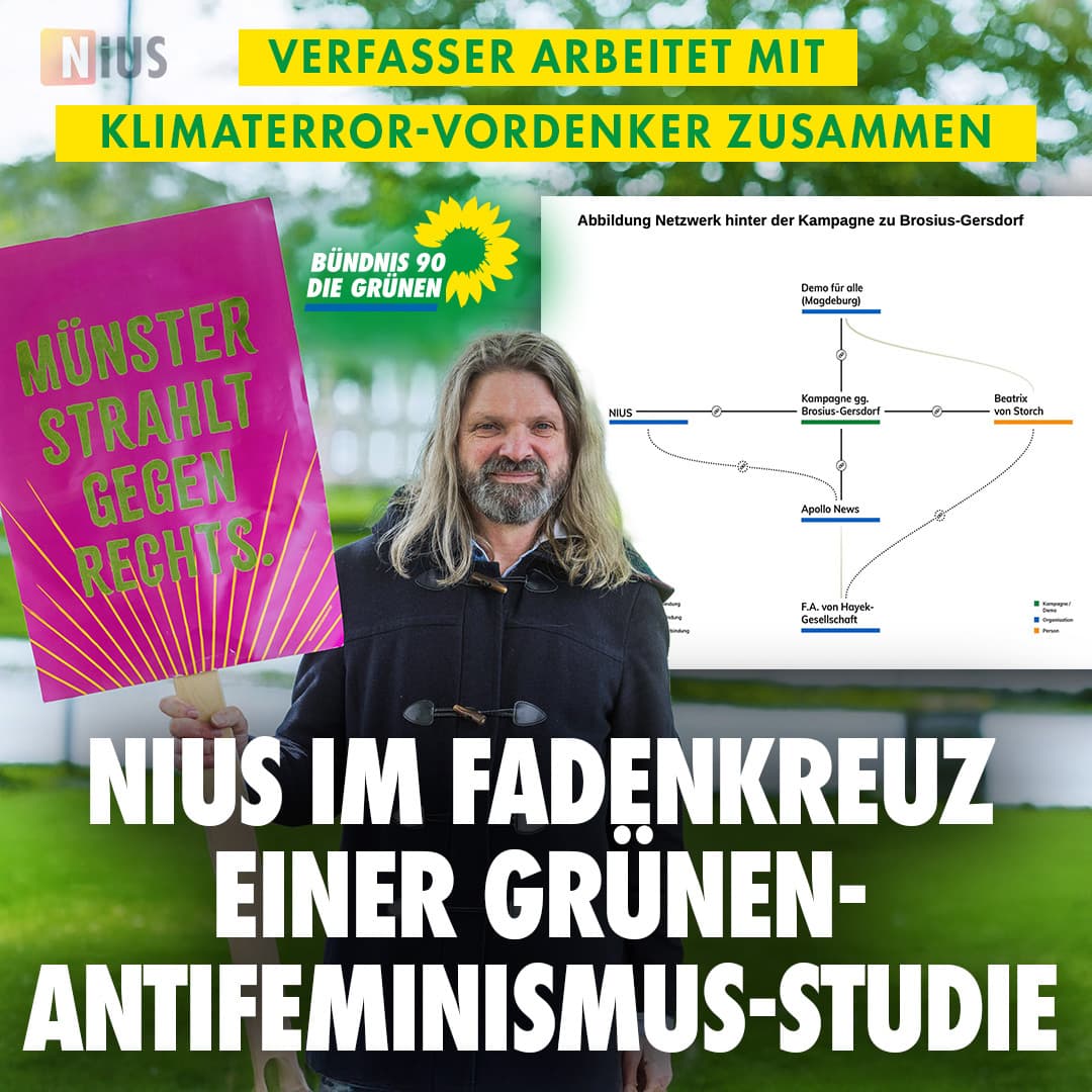 Verfasser arbeitet mit Klimaterror-Vordenker zusammen: NIUS im Fadenkreuz einer Grünen-Antifeminismus-Studie