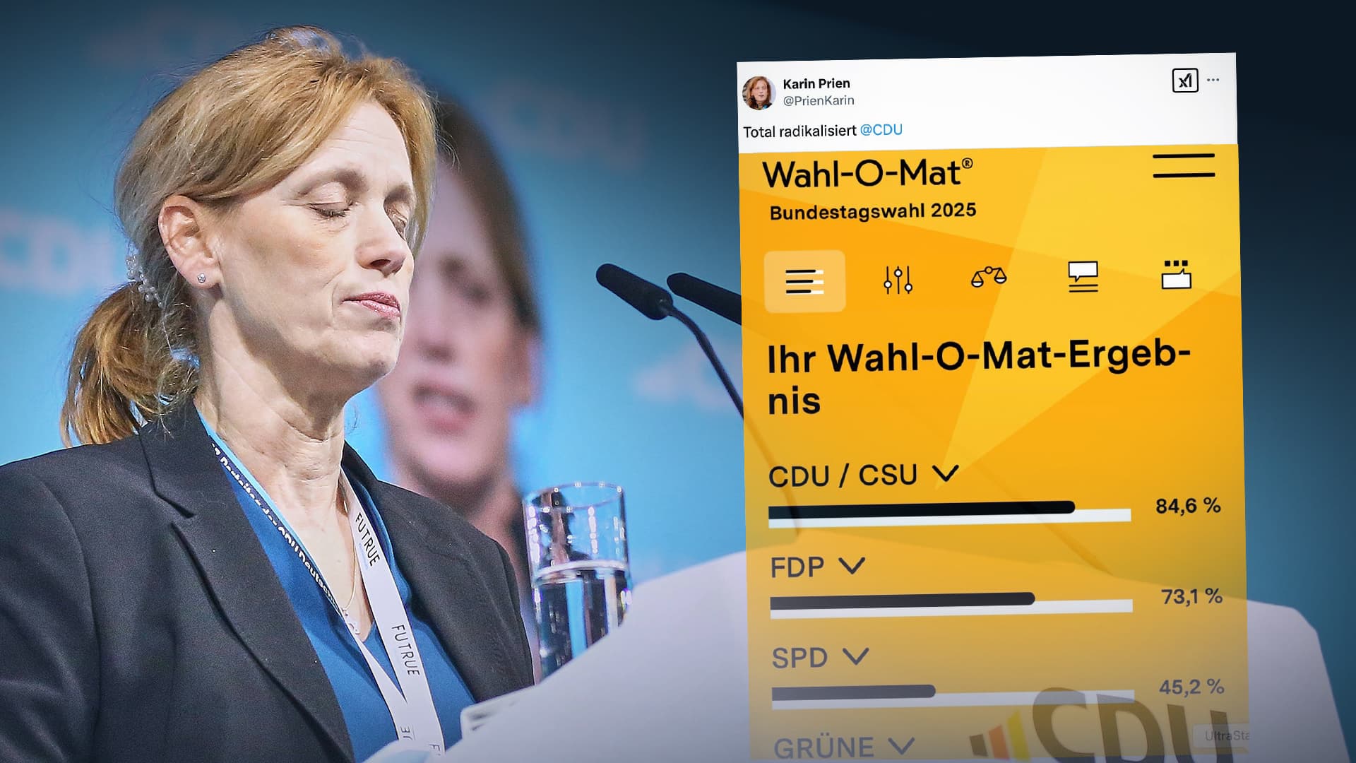 CDU-Vize Prien prahlt mit AfD-freiem Wahl-O-Mat-Ergebnis – und blamiert sich