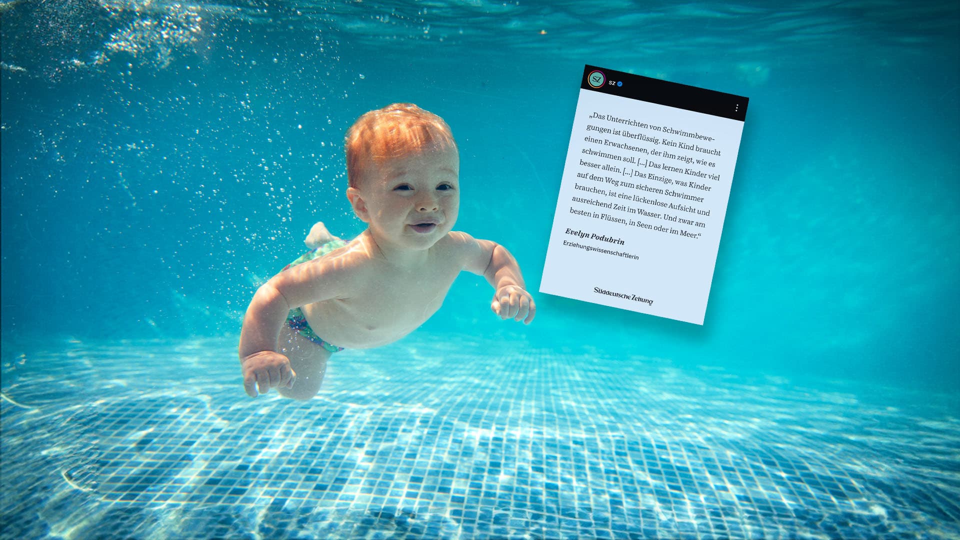 Süddeutsche Zeitung empfiehlt auf Instagram: „Kein Kind braucht einen Erwachsenen, der ihm zeigt, wie es schwimmen soll“