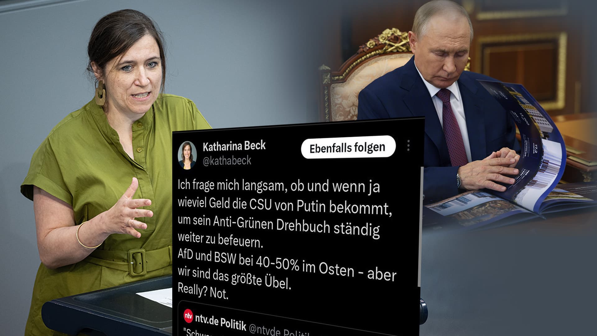 Ist das schon eine Verschwörungstheorie? Grüne beschuldigen die CSU, vom Kreml bezahlt zu sein