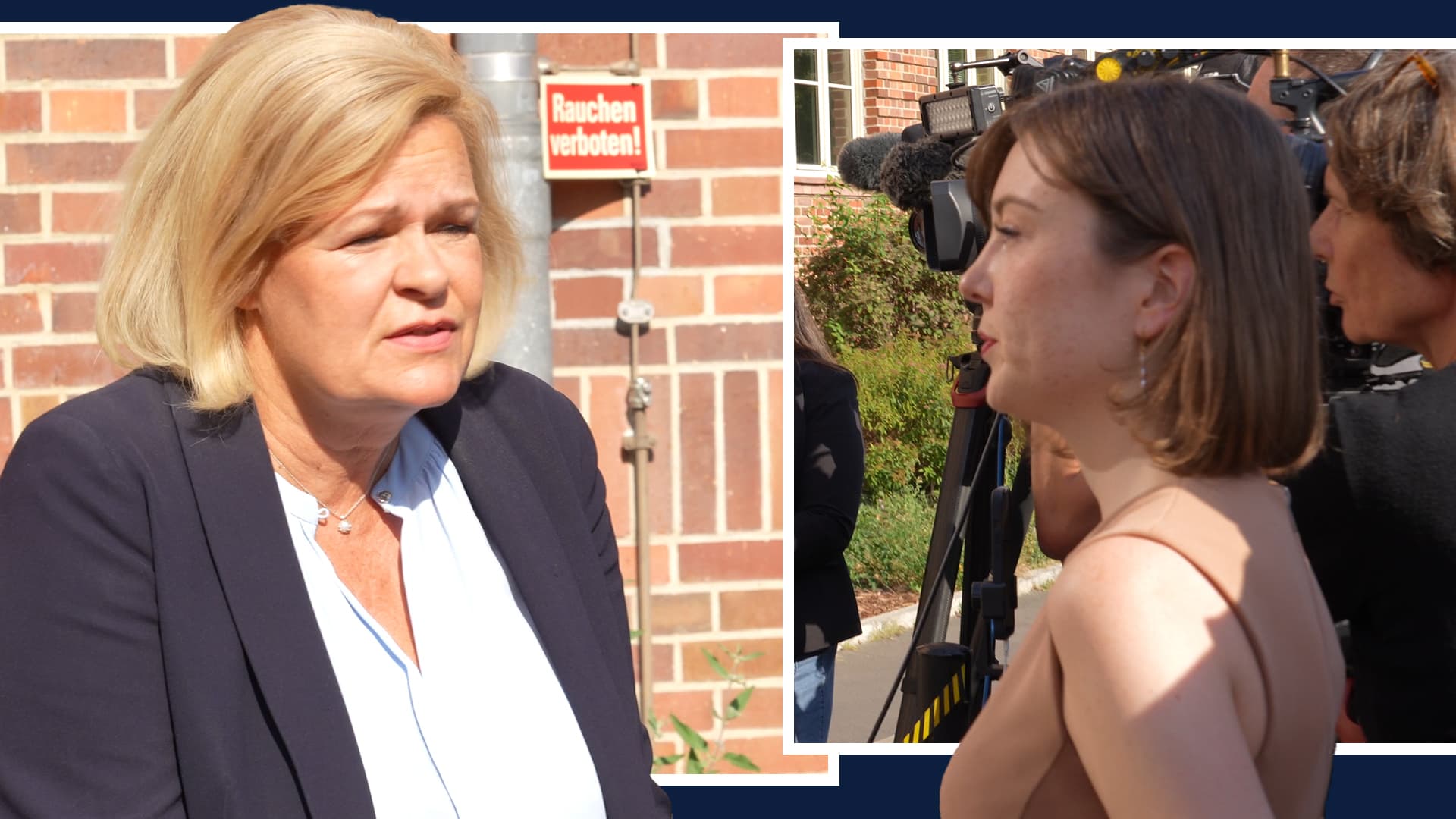 Hier blafft Nancy Faeser die NIUS-Reporterin an, weil sie eine sehr unbequeme Frage nicht beantworten will