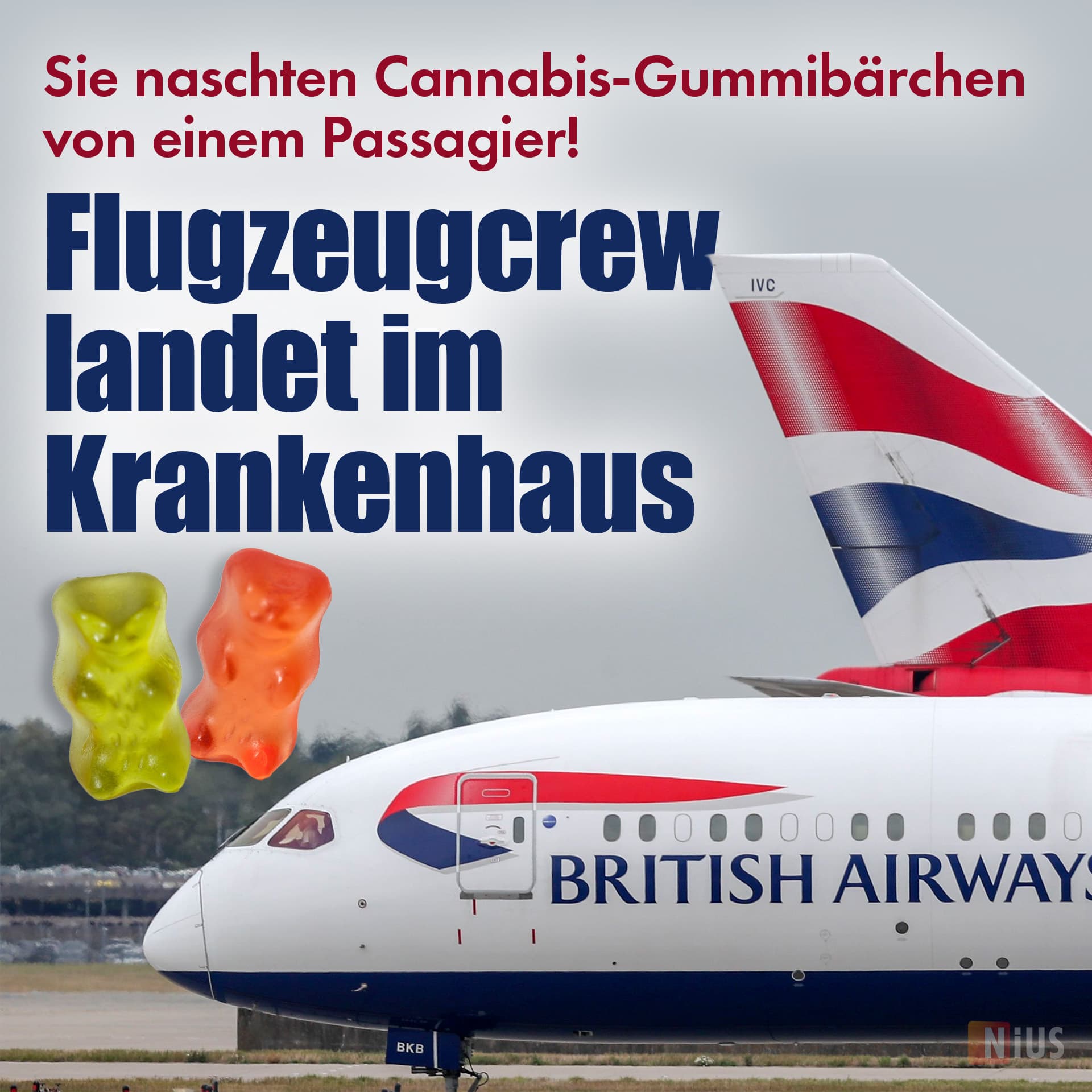 Sie naschten Cannabis-Gummibärchen: Flugzeugcrew landet im Krankenhaus