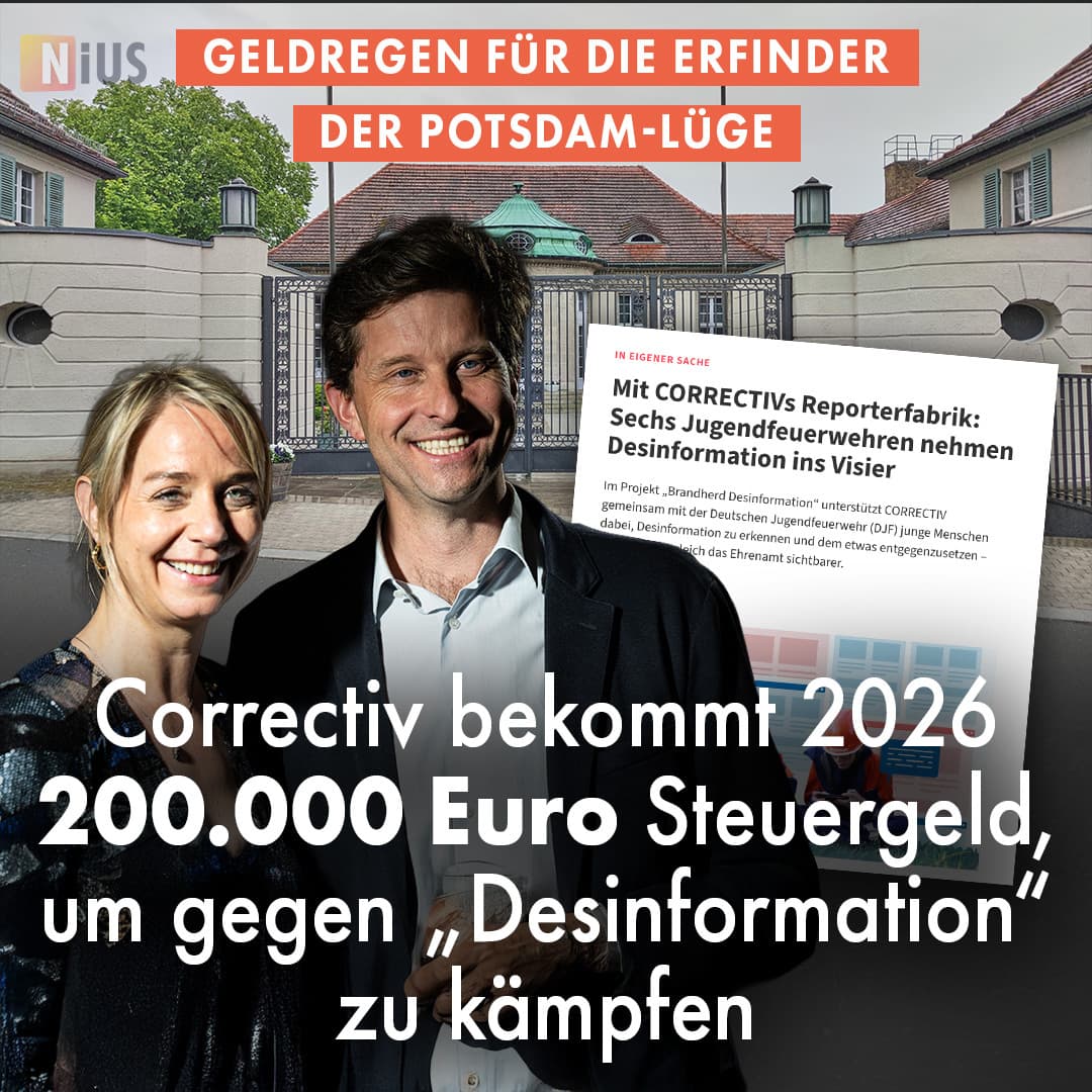 Geldregen für die Erfinder der Potsdam-Lüge: Correctiv bekommt 2026 200.000 Euro Steuergeld, um gegen „Desinformation“ zu kämpfen