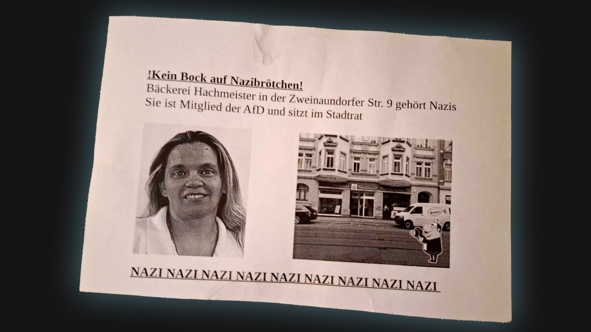 Leipziger Bäckerei mit Kot beschmiert, weil Bäckerin für die AfD im Stadtrat sitzt: „Kein Bock auf Nazi-Brötchen!“