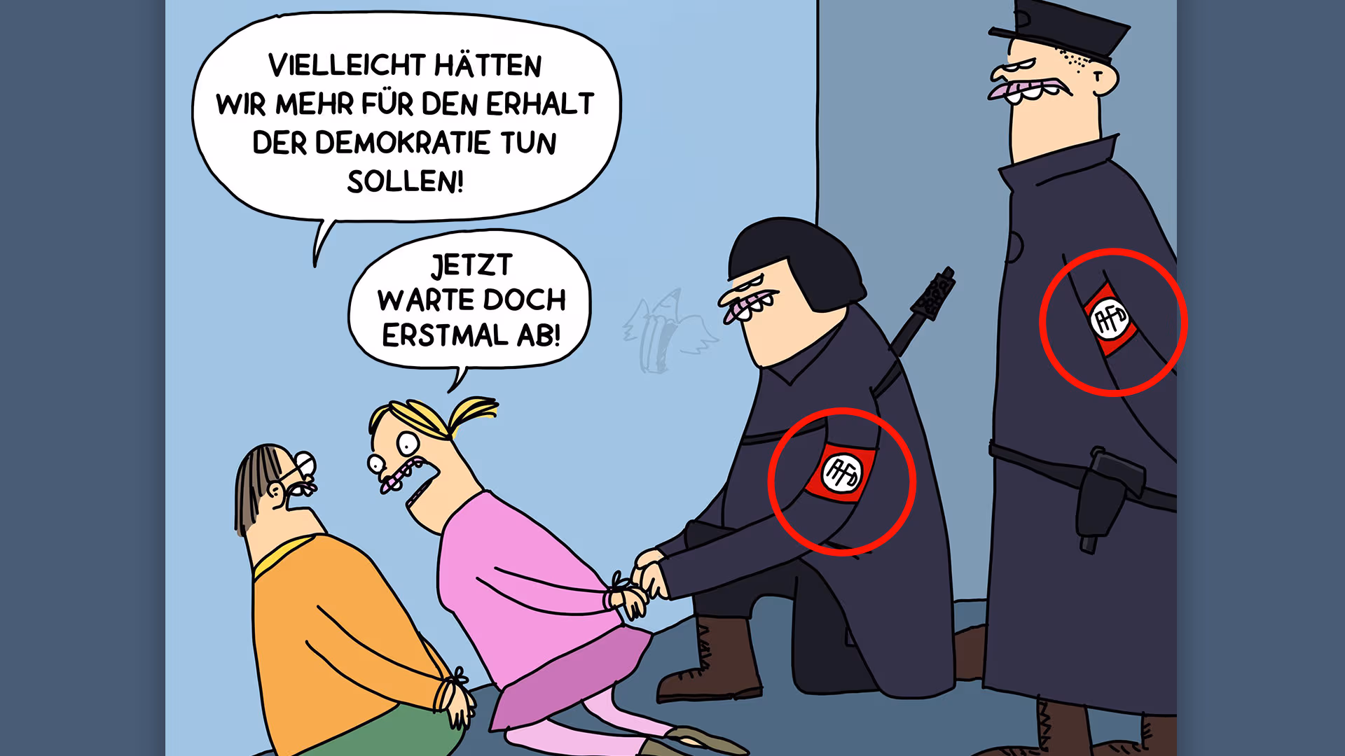 Renommierter Karikaturenpreis für Erschießungskommando mit AfD-Armbinde