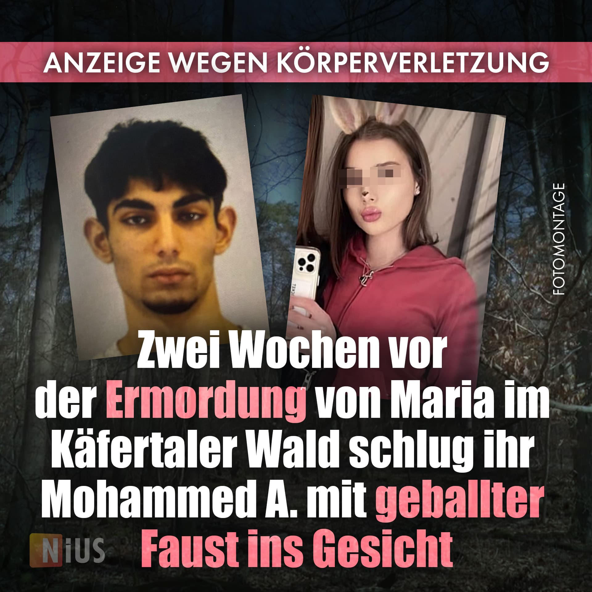 Anzeige wegen Körperverletzung: Zwei Wochen vor der Ermordung von Maria im Käfertaler Wald schlug ihr Mohammed A. mit geballter Faust ins Gesicht