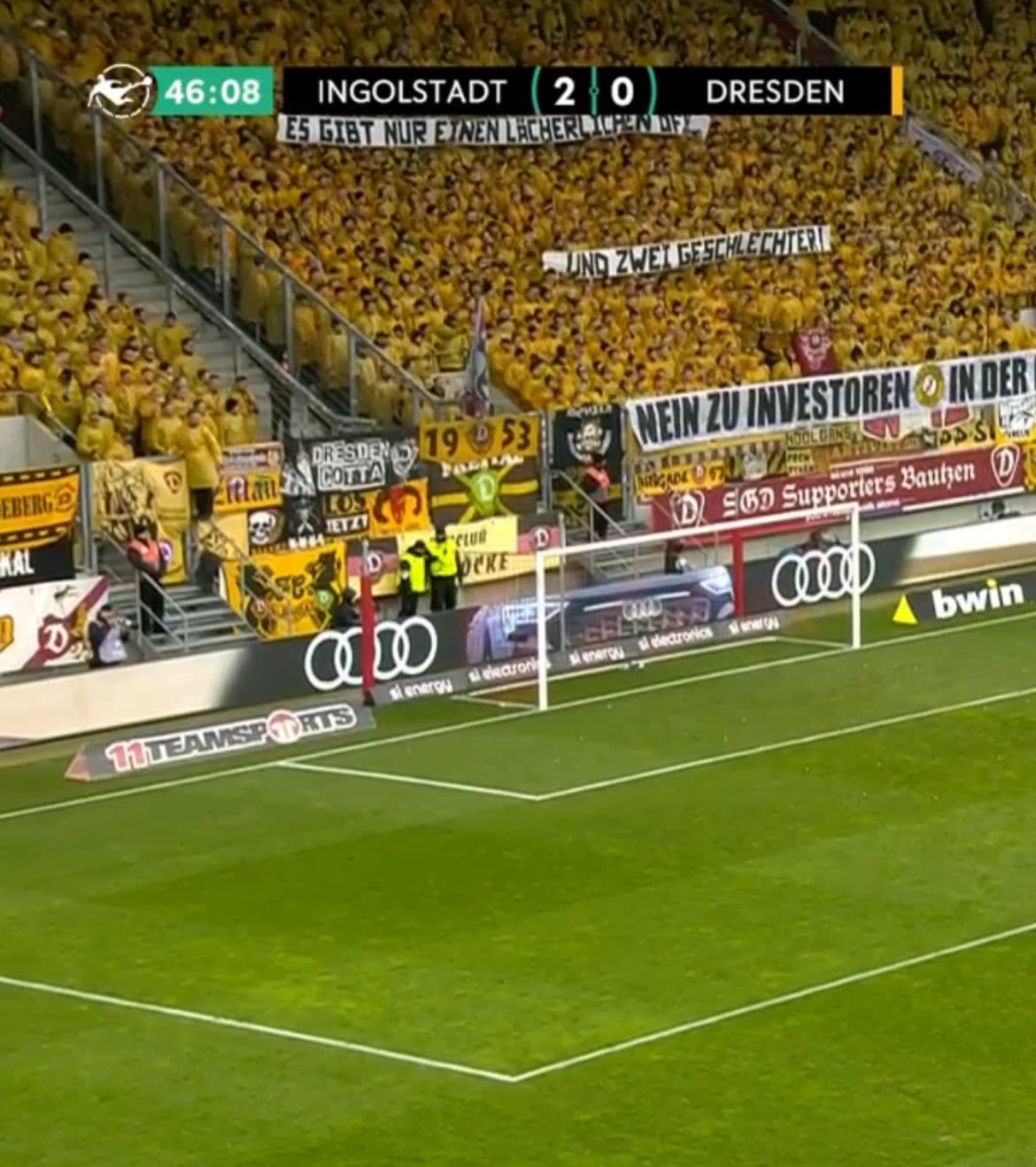 „Nur ein lächerlicher DFB und zwei Geschlechter“: Dynamo-Dresden-Fans unterstützen Leverkusens Banner-Aktion