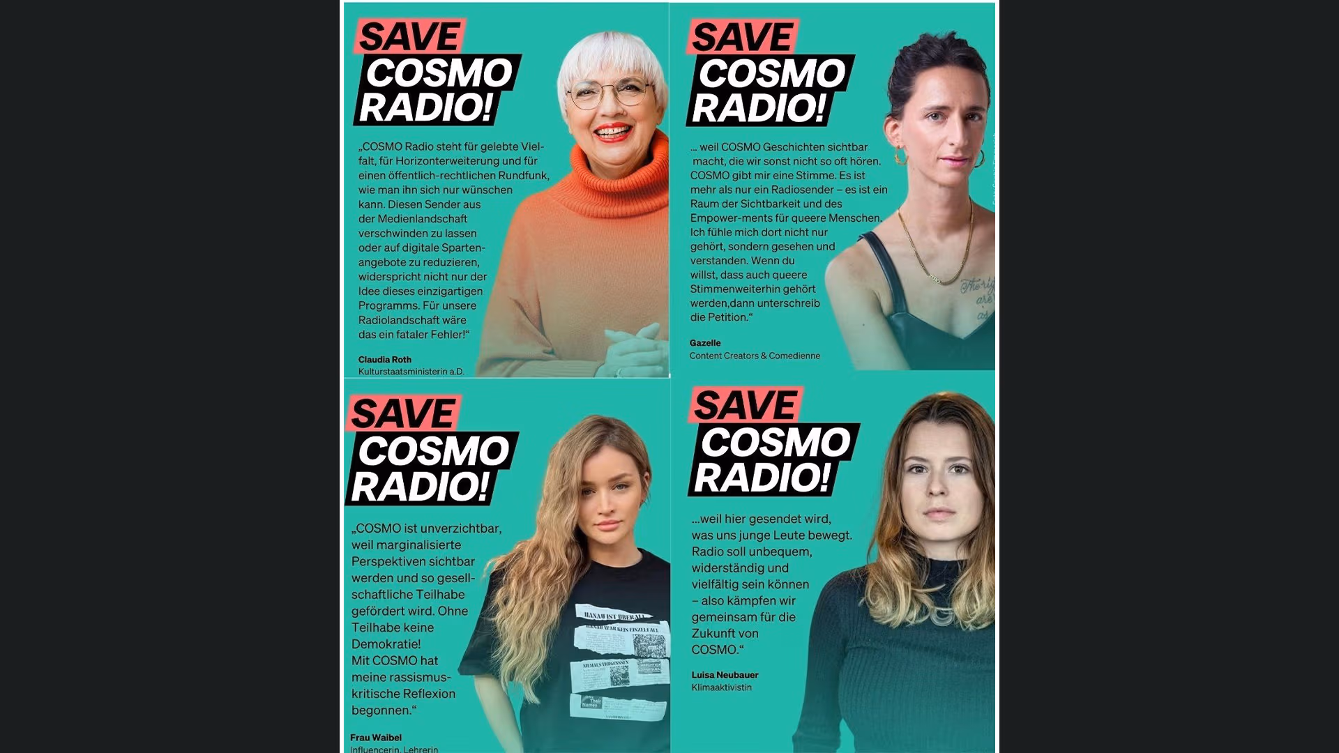 „Promis“ starten Petition für das vom Aus bedrohte irre ÖRR-Radioformat COSMO