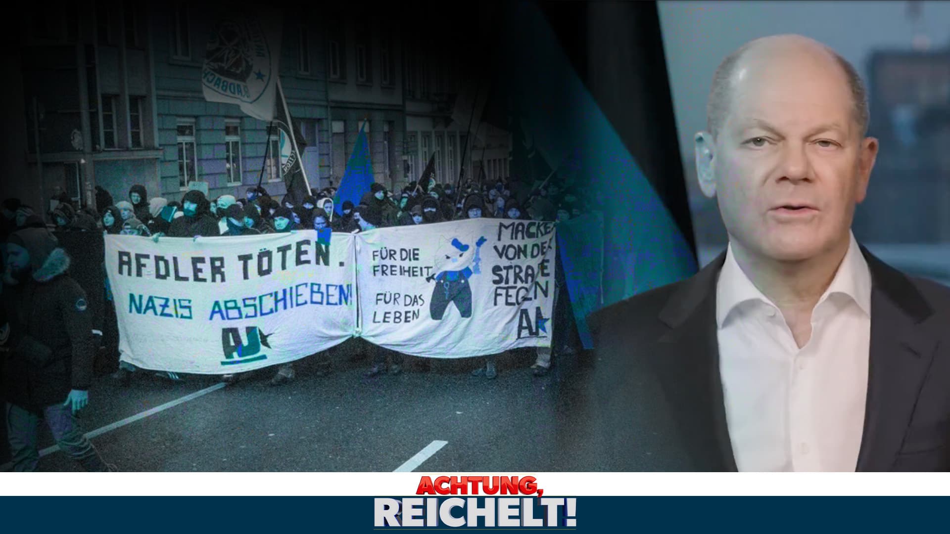 Scholz lässt marschieren: „AfDler töten“ steht auf den Plakaten