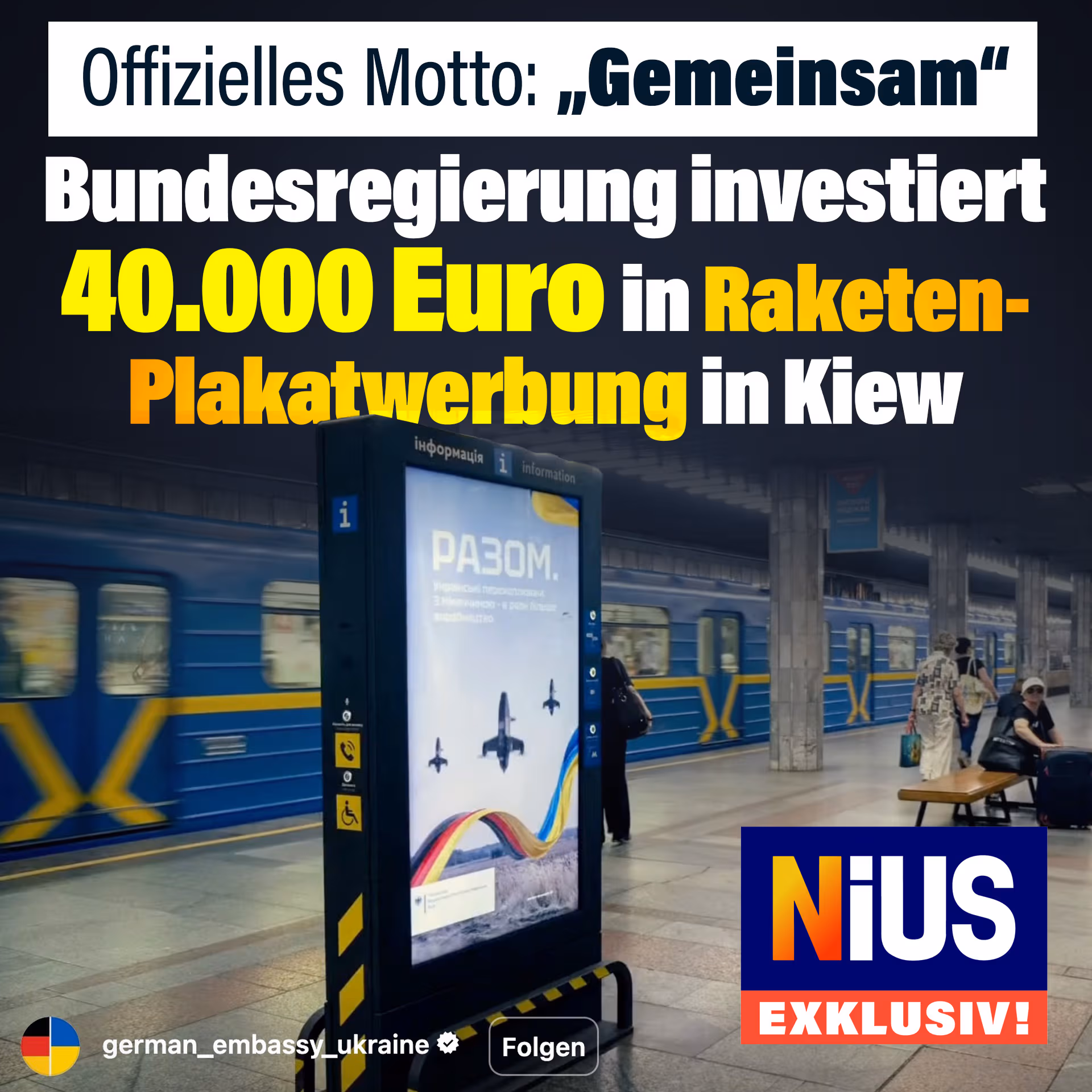 Bundesregierung investiert 40.000 Euro in Raketen-Plakatwerbung in Kiew