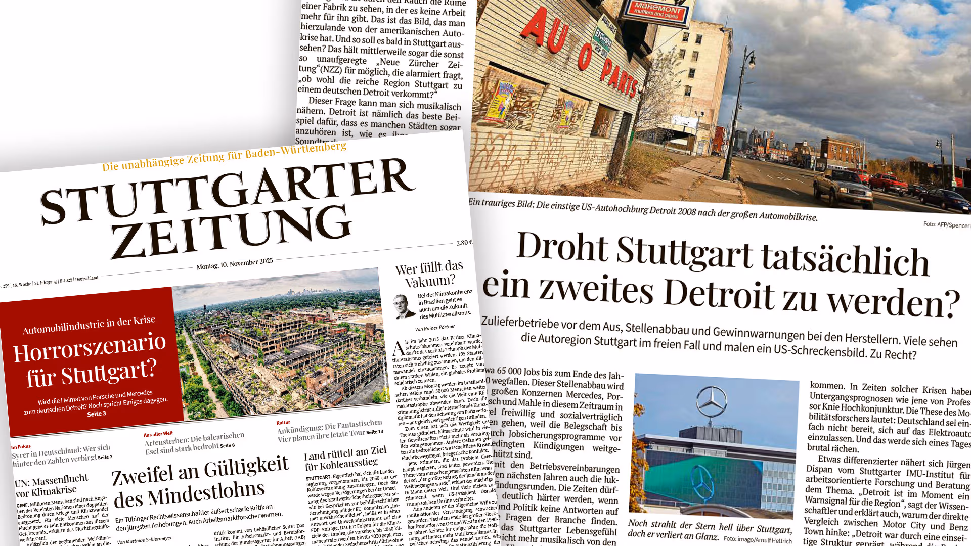 Stuttgarter Zeitung titelt: „Droht Stuttgart tatsächlich ein zweites Detroit zu werden?“