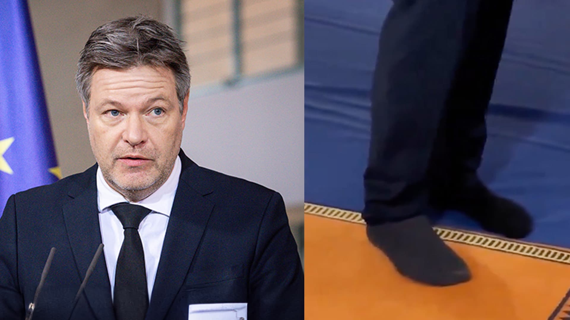 Habeck macht jetzt Schwarz-Blau ... aber nur auf Socken