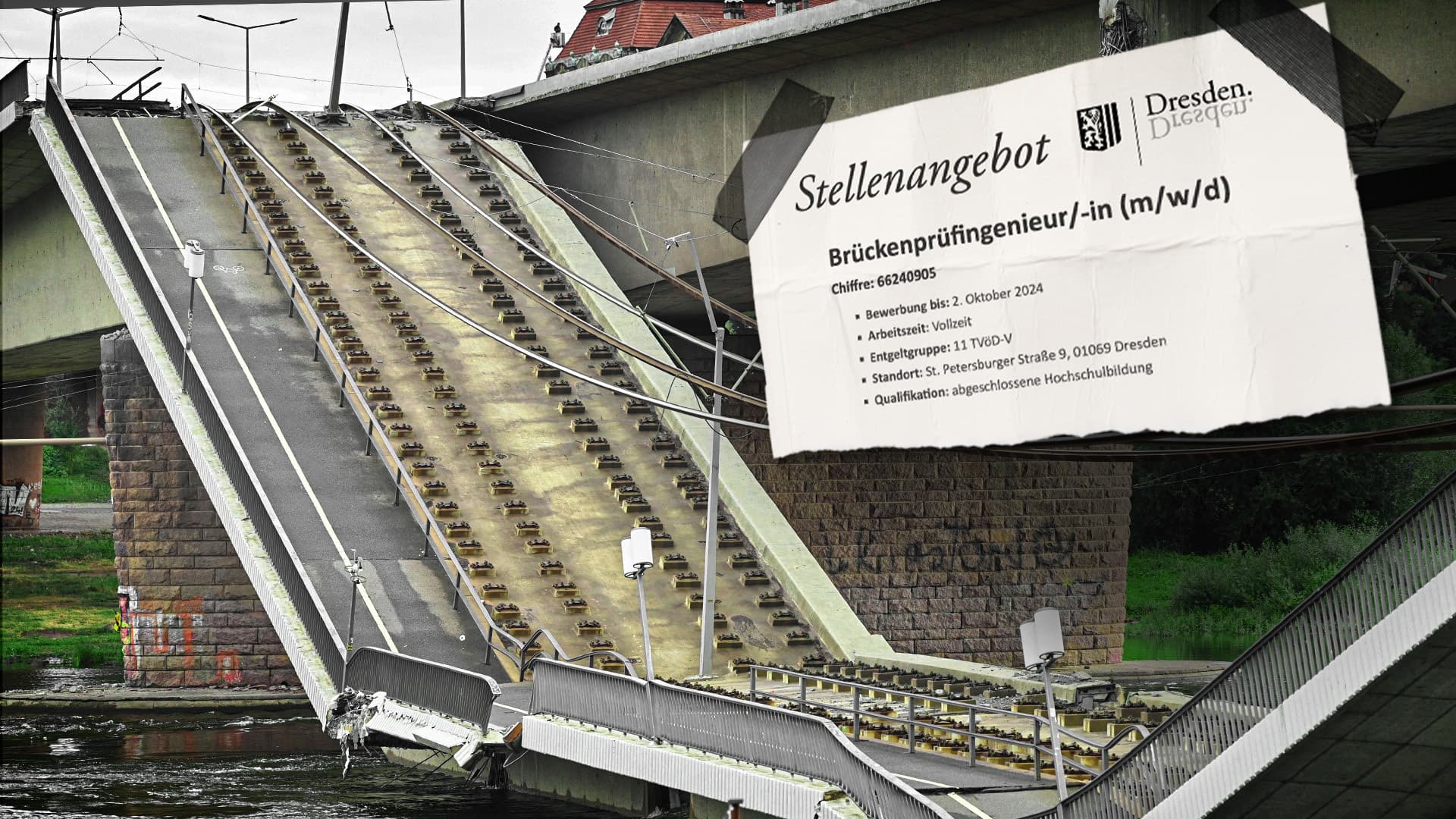 Leider zu spät! Stadt Dresden sucht ab sofort einen Brückenprüfingenieur/-in