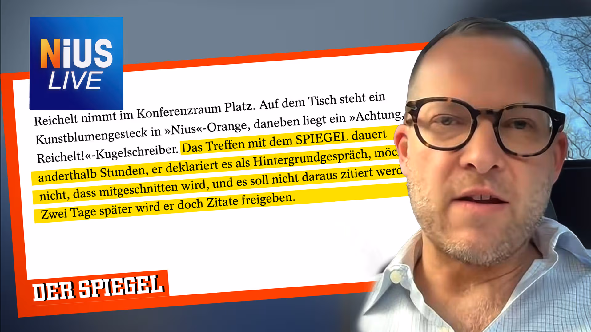 Reichelt kommentiert Bericht über NIUS: „Der SPIEGEL ist jetzt das Sturmgeschütz der Regierung“