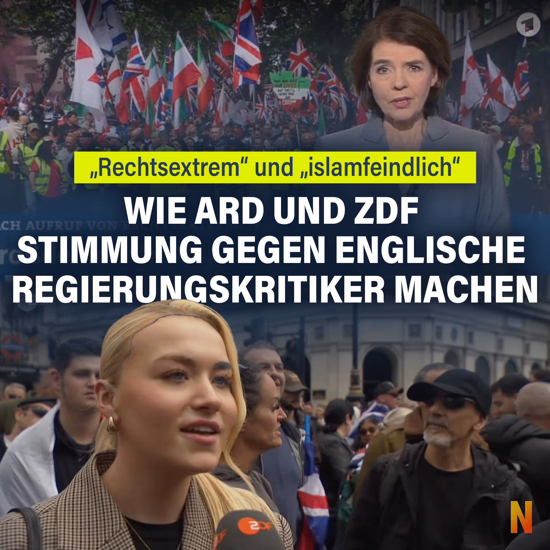 „Rechtsextrem“ und „islamfeindlich“: Wie ARD und ZDF Stimmung gegen englische Regierungskritiker machen