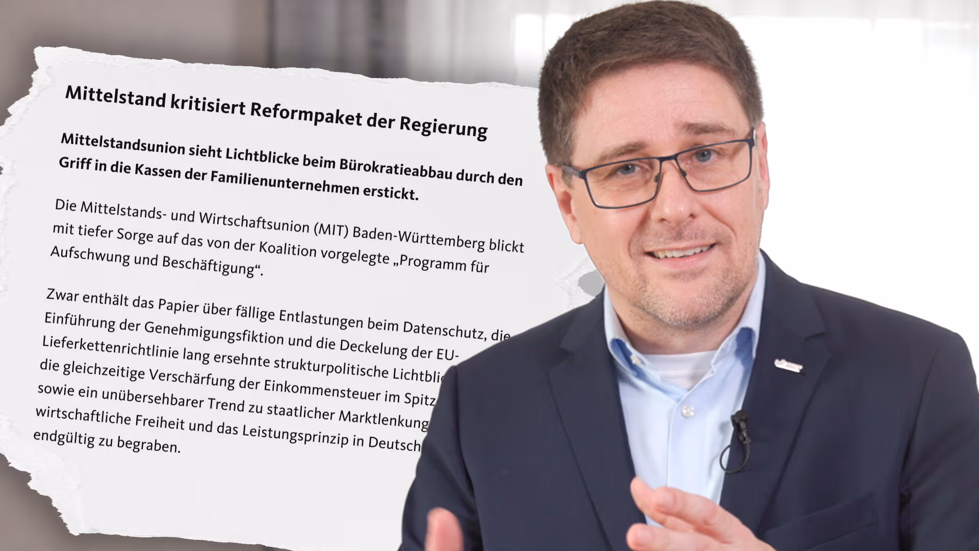 „Wortbruch und Linksruck“! Mittelstandsunion BW sieht Kern der Wirtschaft durch Reformpaket bedroht