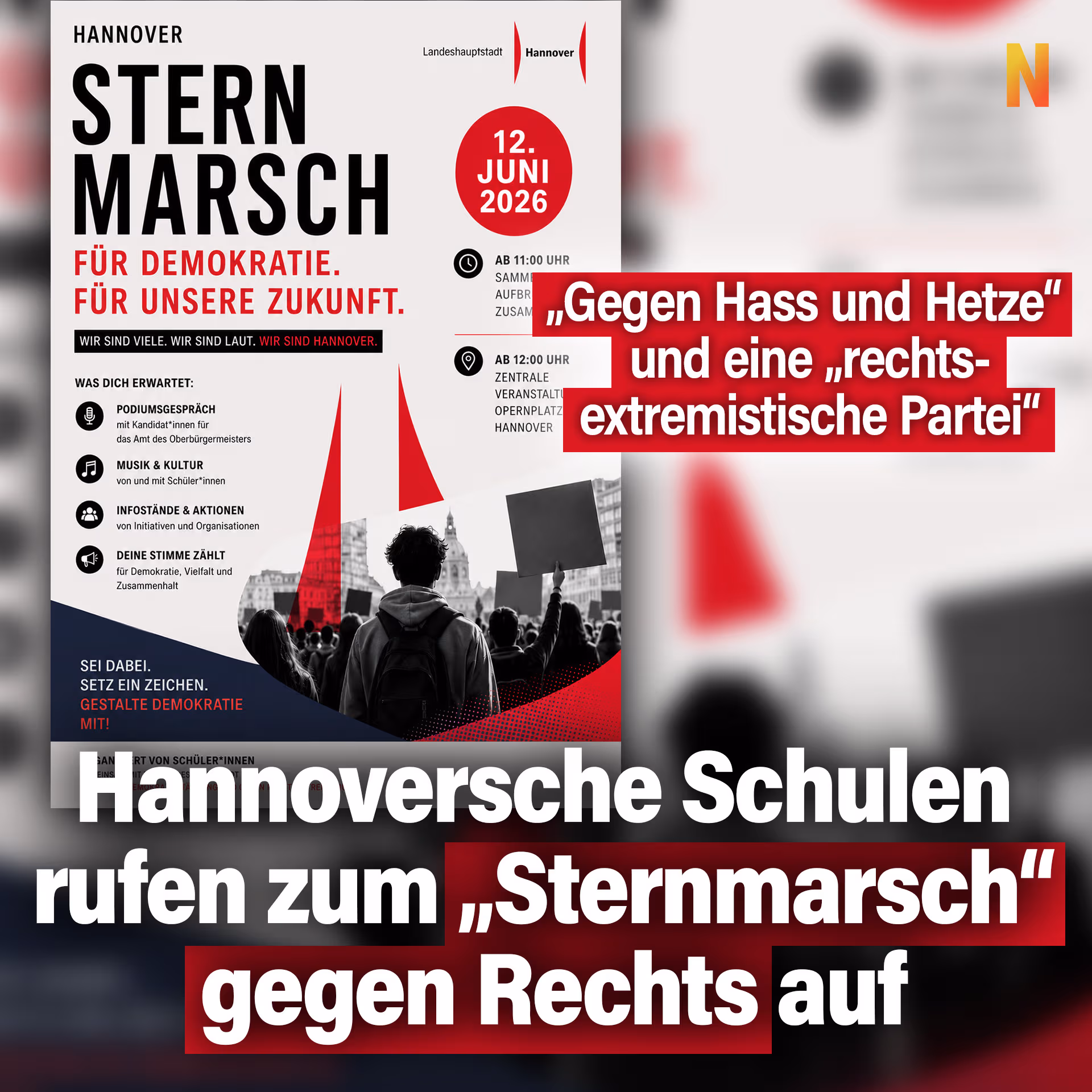 Hannoversche Schulen rufen zum „Sternmarsch“ gegen Rechts auf
