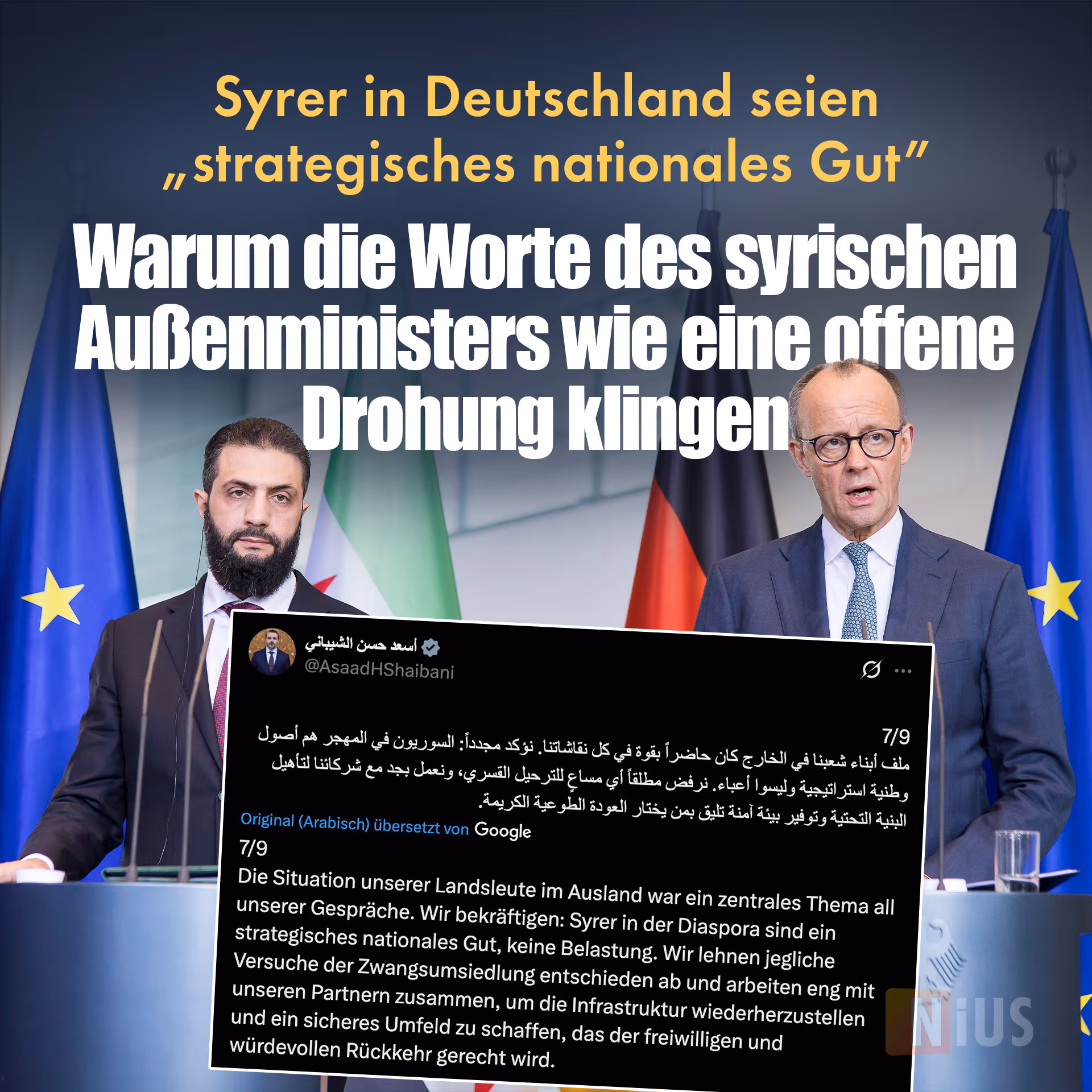 „Strategisches nationales Gut“: Warum die Worte des syrischen Außenministers wie eine offene Drohung klingen