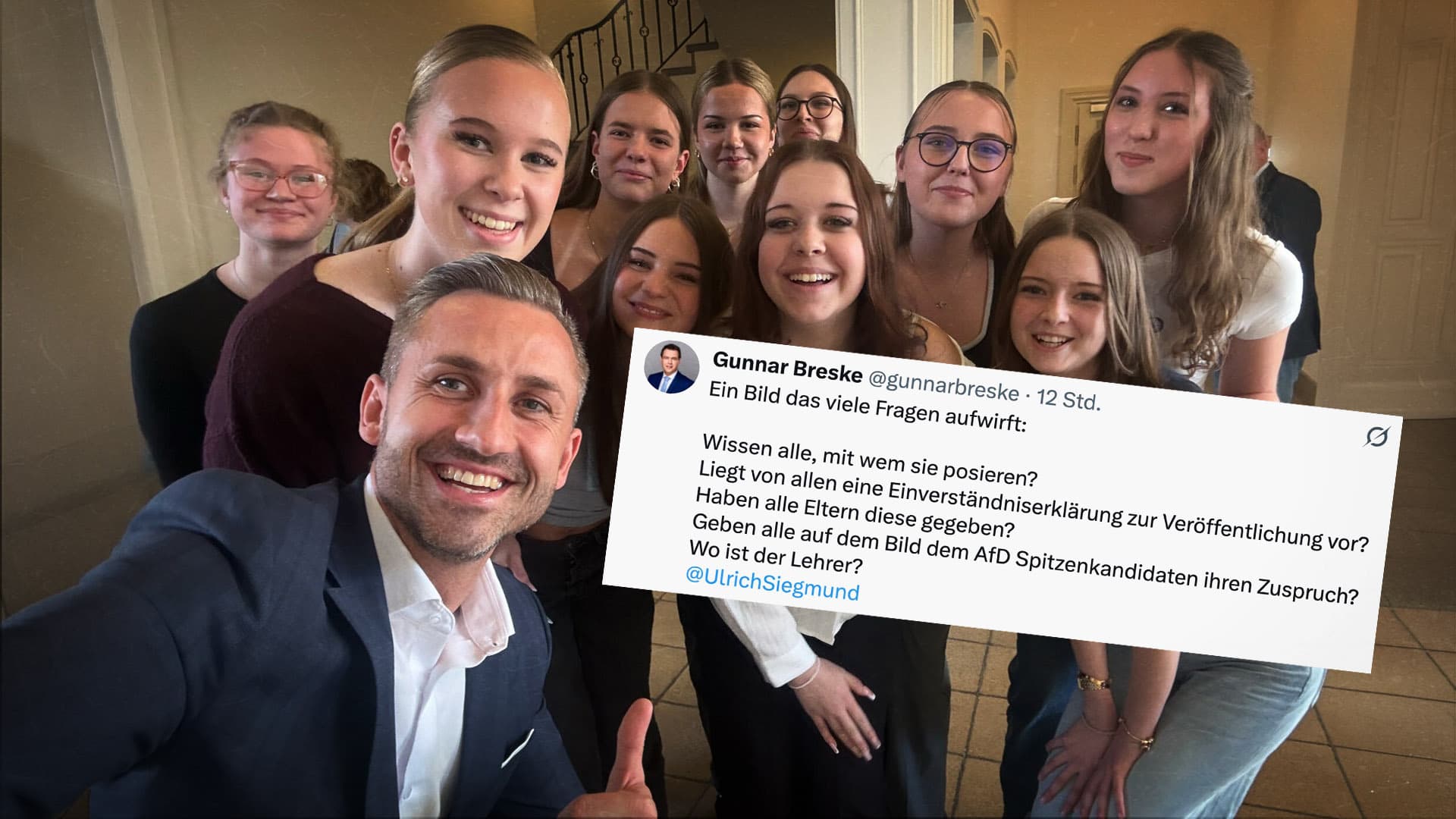Siegmund-Selfie mit Schülerinnen: ARD-Journalist spielt sich als Wahlkampf-Kontrolleur auf