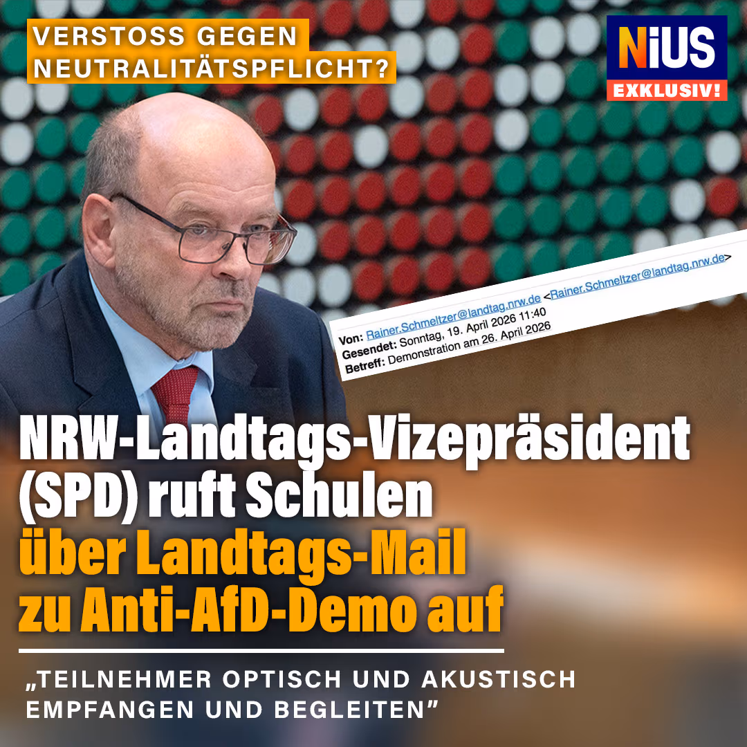 NRW-Landtags-Vizepräsident (SPD) ruft Schulen über Landtags-Mail zu Anti-AfD-Demo auf – Verstoß gegen Neutralitätspflicht?