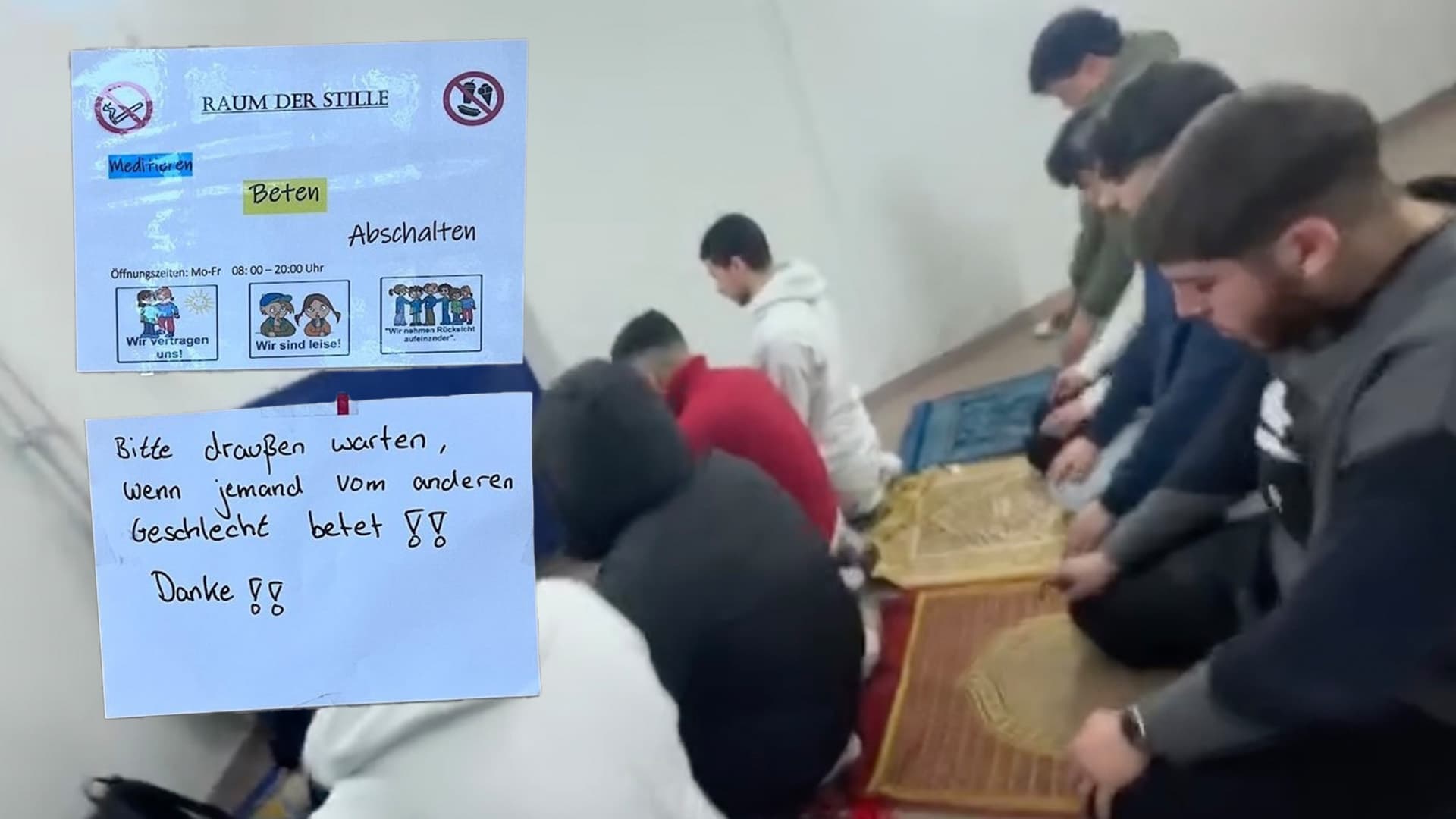 Wenn Männer beten, dürfen Frauen nicht rein! Im Ruheraum der Fachhochschule Aachen gilt offenbar schon die Scharia