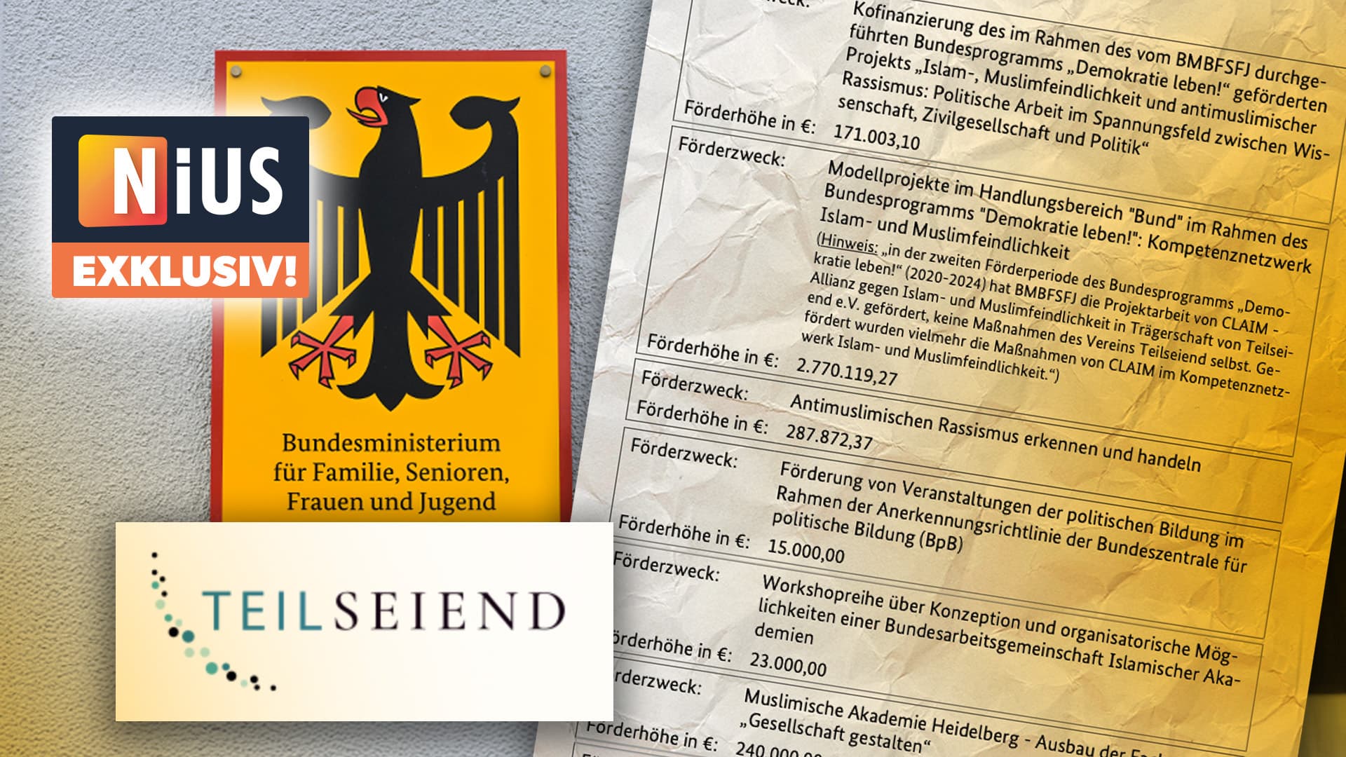 NIUS exklusiv: Familienministerium überweist Antisemiten-Verein 4,5 Millionen Euro für Islam‑Projekte