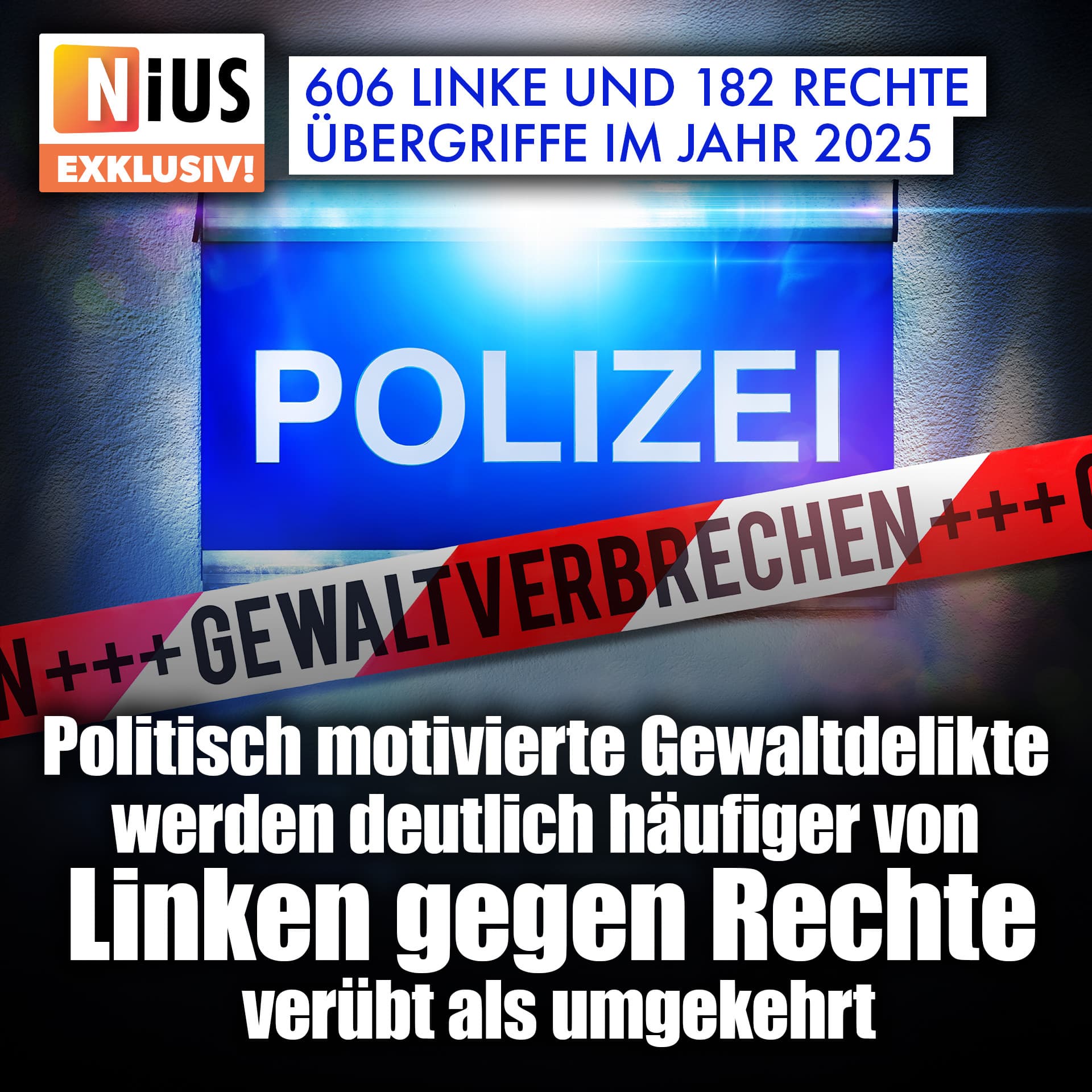 606 linke und 182 rechte Übergriffe im Jahr 2025: Politisch motivierte Gewaltdelikte werden deutlich häufiger von Linken gegen Rechte verübt als umgekehrt